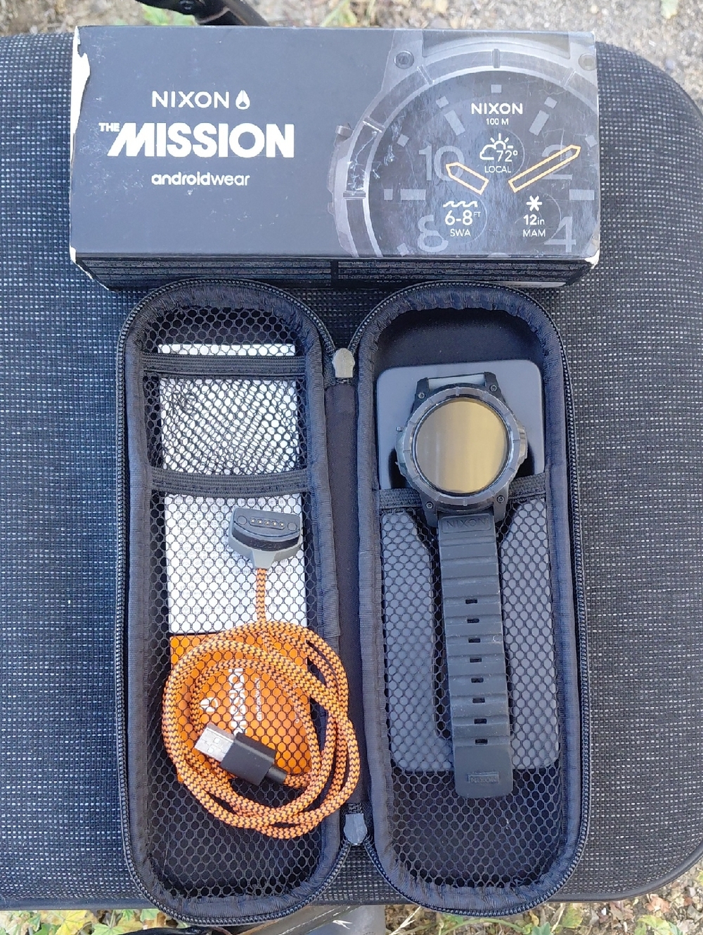 Nixon The Mission Smartwatch in Black with Orange Cable